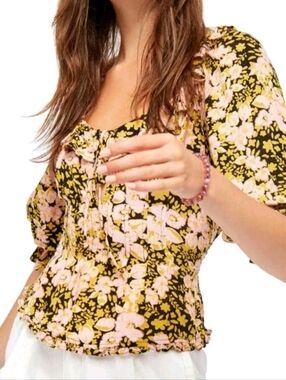 NWOT FREE PEOPLE Sweet Memories Floral Fitted Blouse - Size Small
